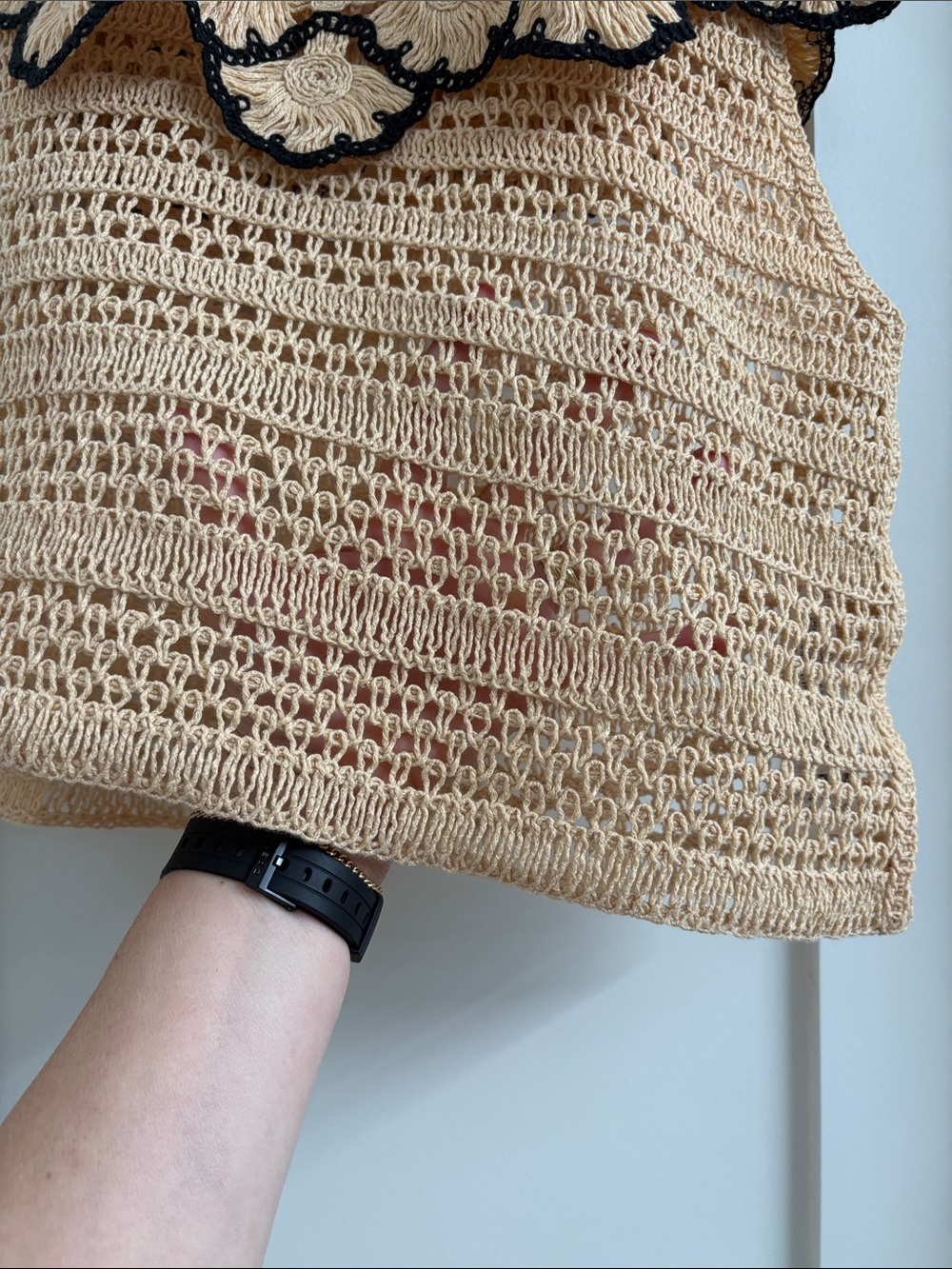 Zara Peter Pan Collar Crocheted Knit Top - Picture 4 of 4